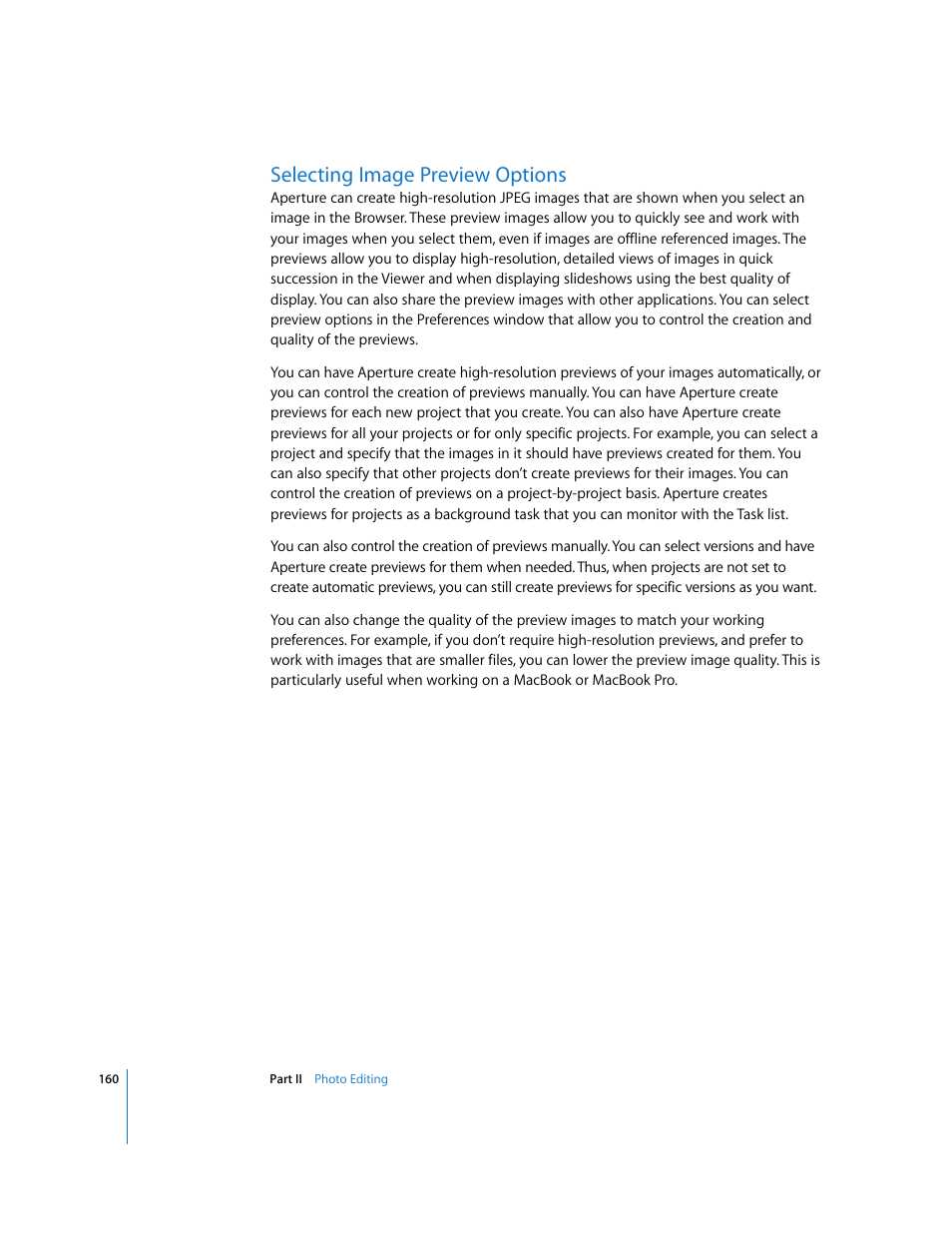 Selecting image preview options, P. 160) | Apple Aperture User Manual | Page 160 / 476