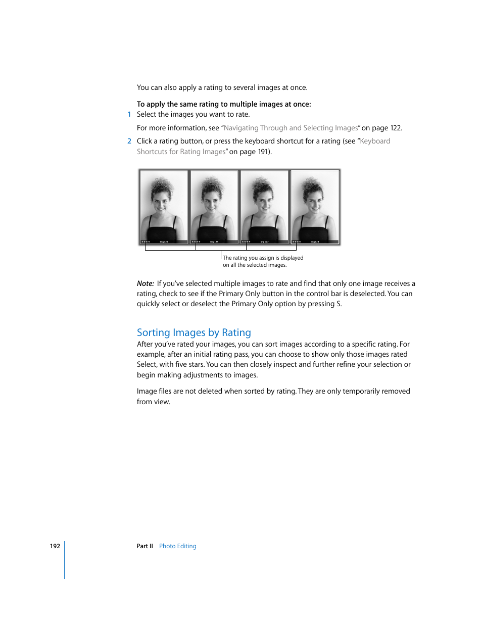 Sorting images by rating, P. 192) | Apple Aperture User Manual | Page 192 / 476