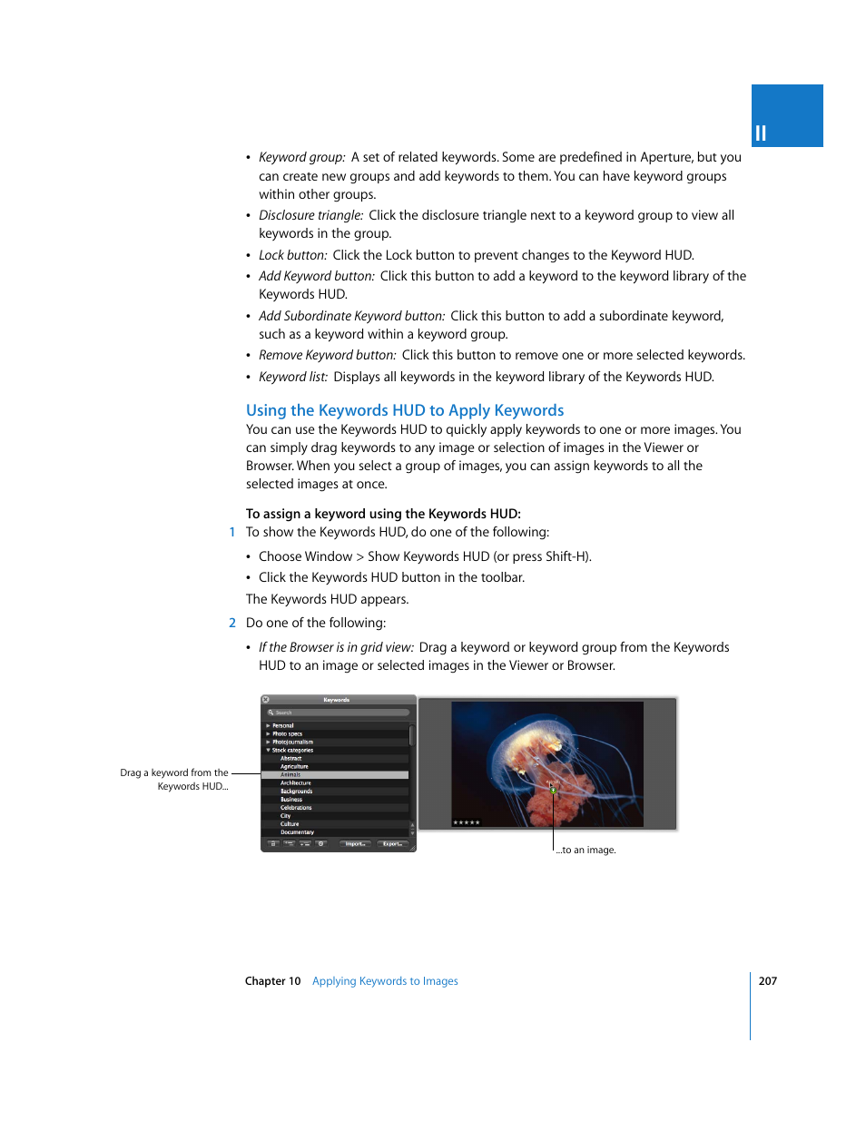 Using the keywords hud to apply keywords | Apple Aperture User Manual | Page 207 / 476