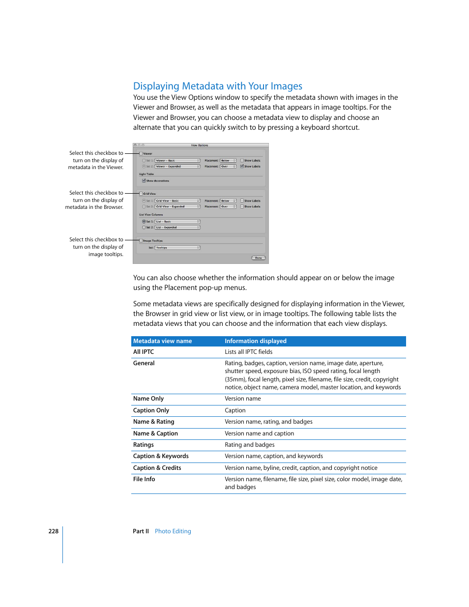 Displaying metadata with your images, P. 228) | Apple Aperture User Manual | Page 228 / 476