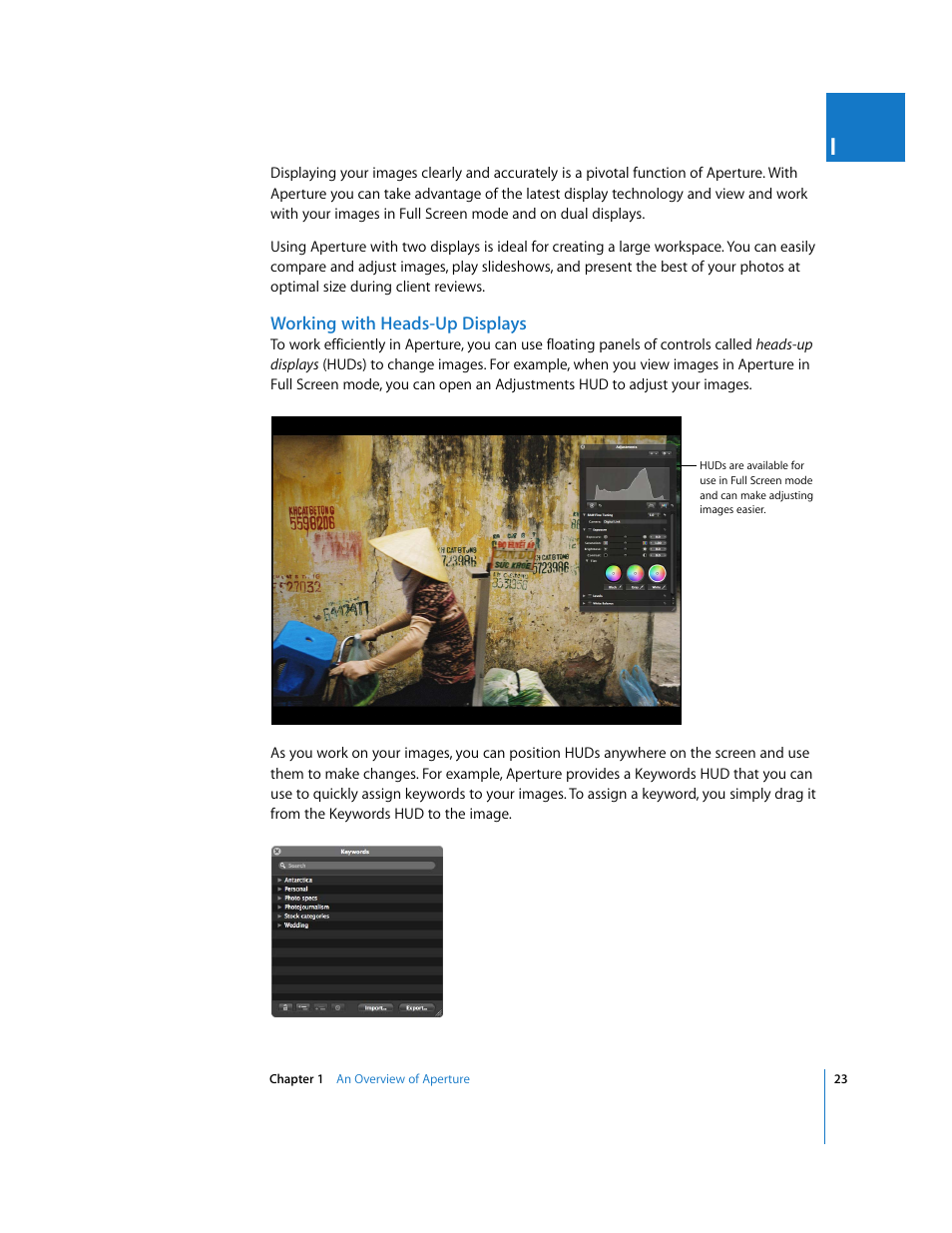 Working with heads-up displays | Apple Aperture User Manual | Page 23 / 476