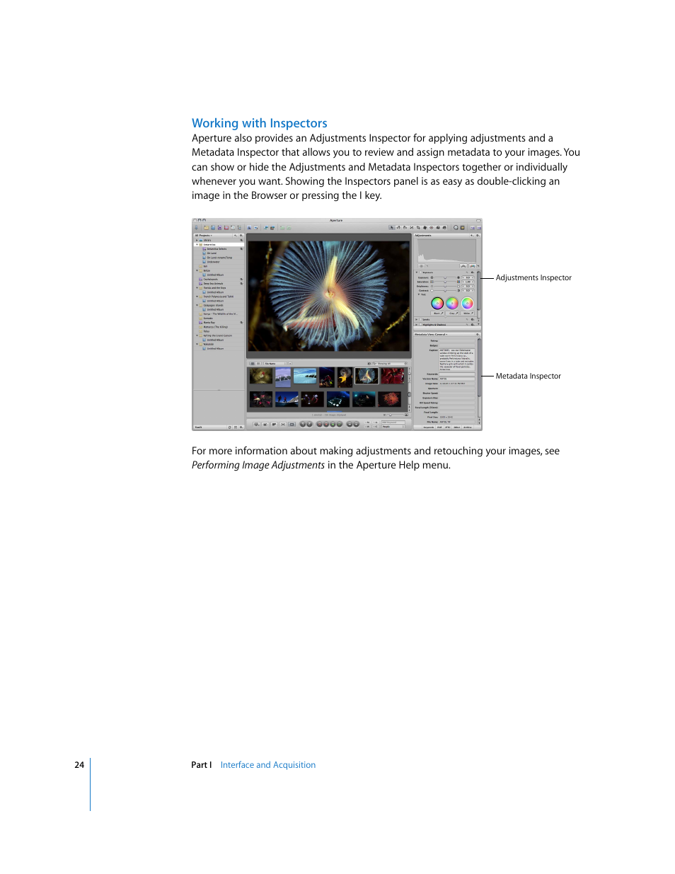 Working with inspectors | Apple Aperture User Manual | Page 24 / 476