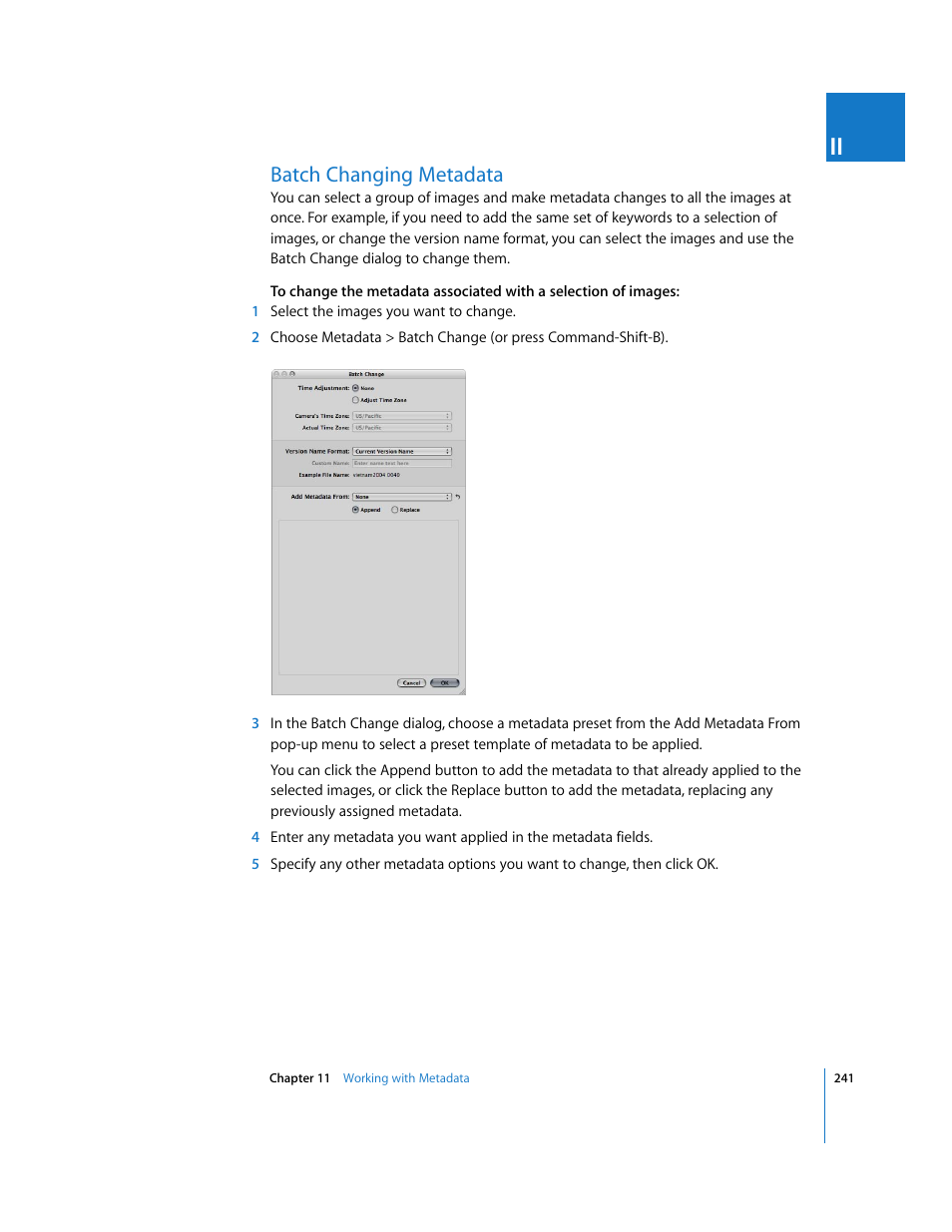 Batch changing metadata, P. 241) | Apple Aperture User Manual | Page 241 / 476