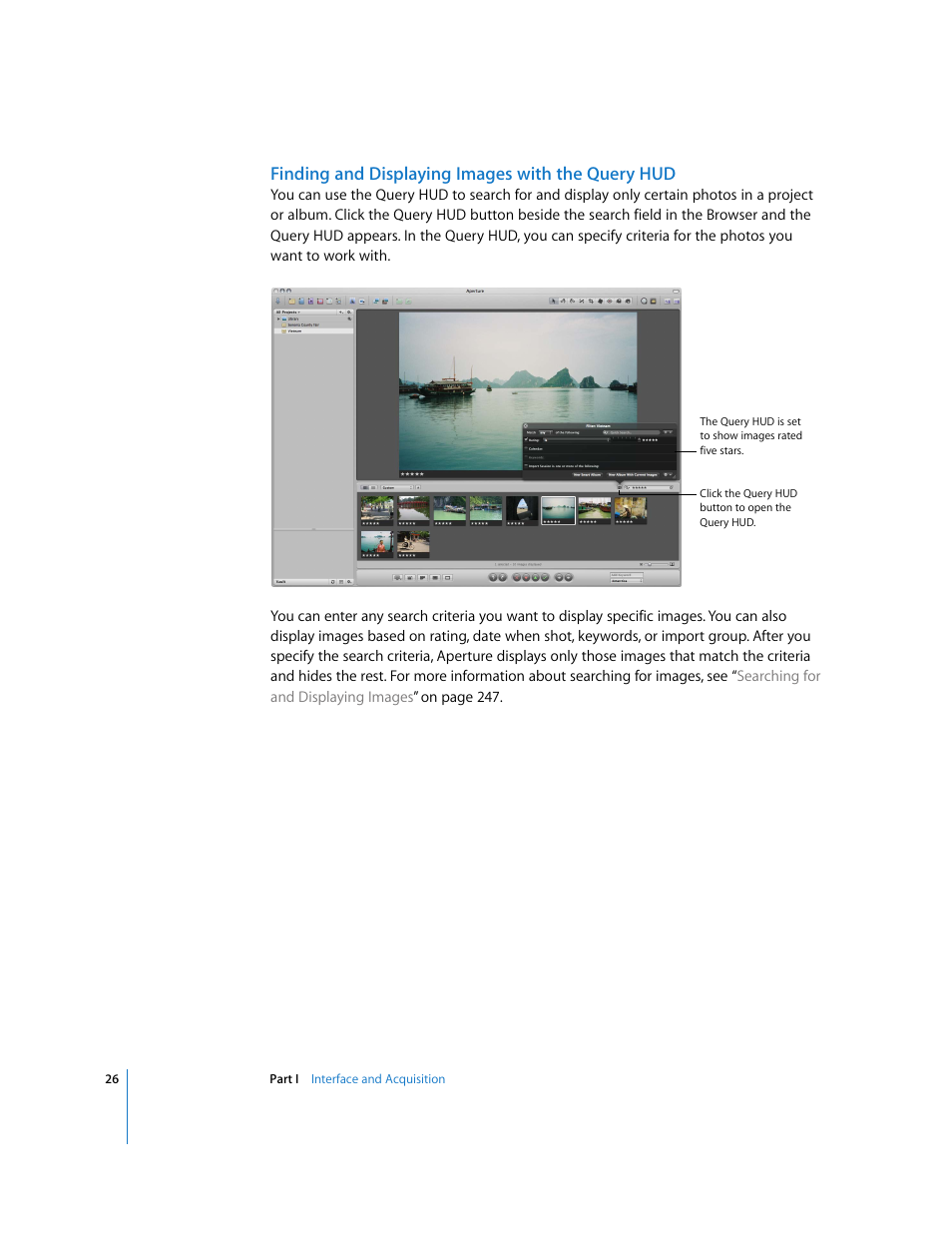 Finding and displaying images with the query hud | Apple Aperture User Manual | Page 26 / 476