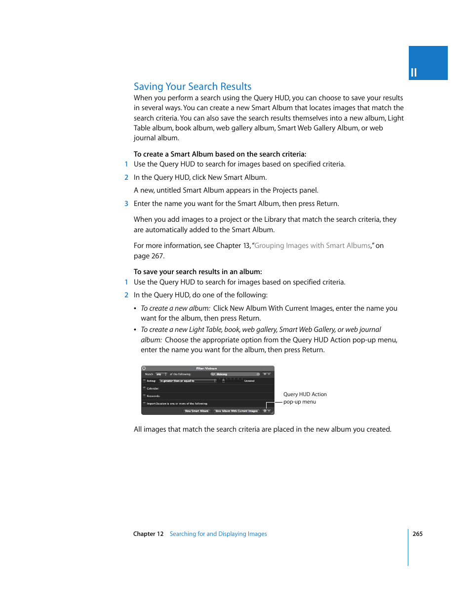 Saving your search results, P. 265) | Apple Aperture User Manual | Page 265 / 476