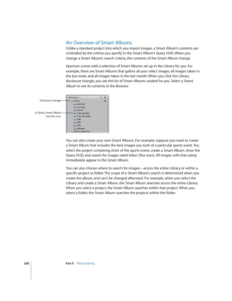 An overview of smart albums, P. 268) | Apple Aperture User Manual | Page 268 / 476