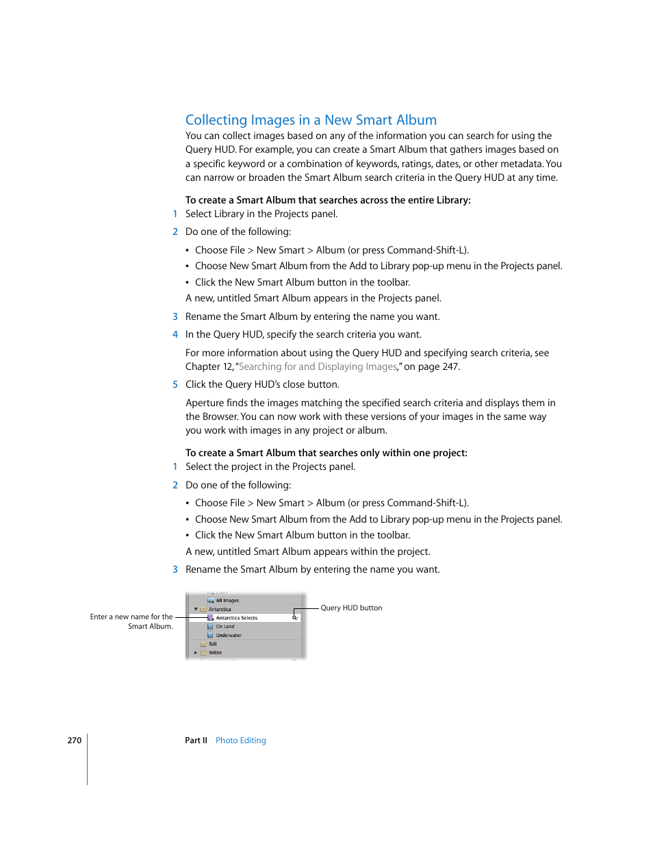 Collecting images in a new smart album, P. 270) | Apple Aperture User Manual | Page 270 / 476