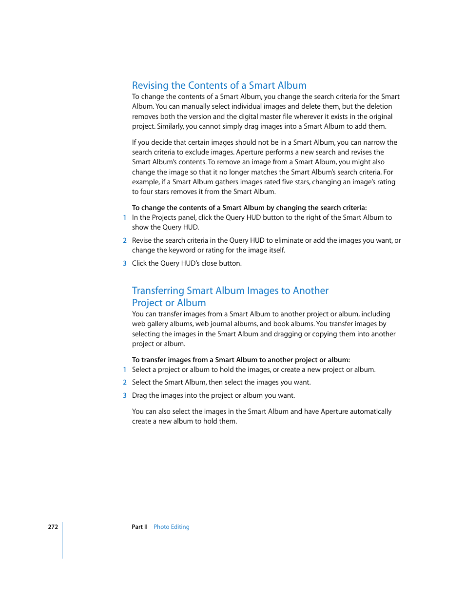 Revising the contents of a smart album, P. 272) | Apple Aperture User Manual | Page 272 / 476