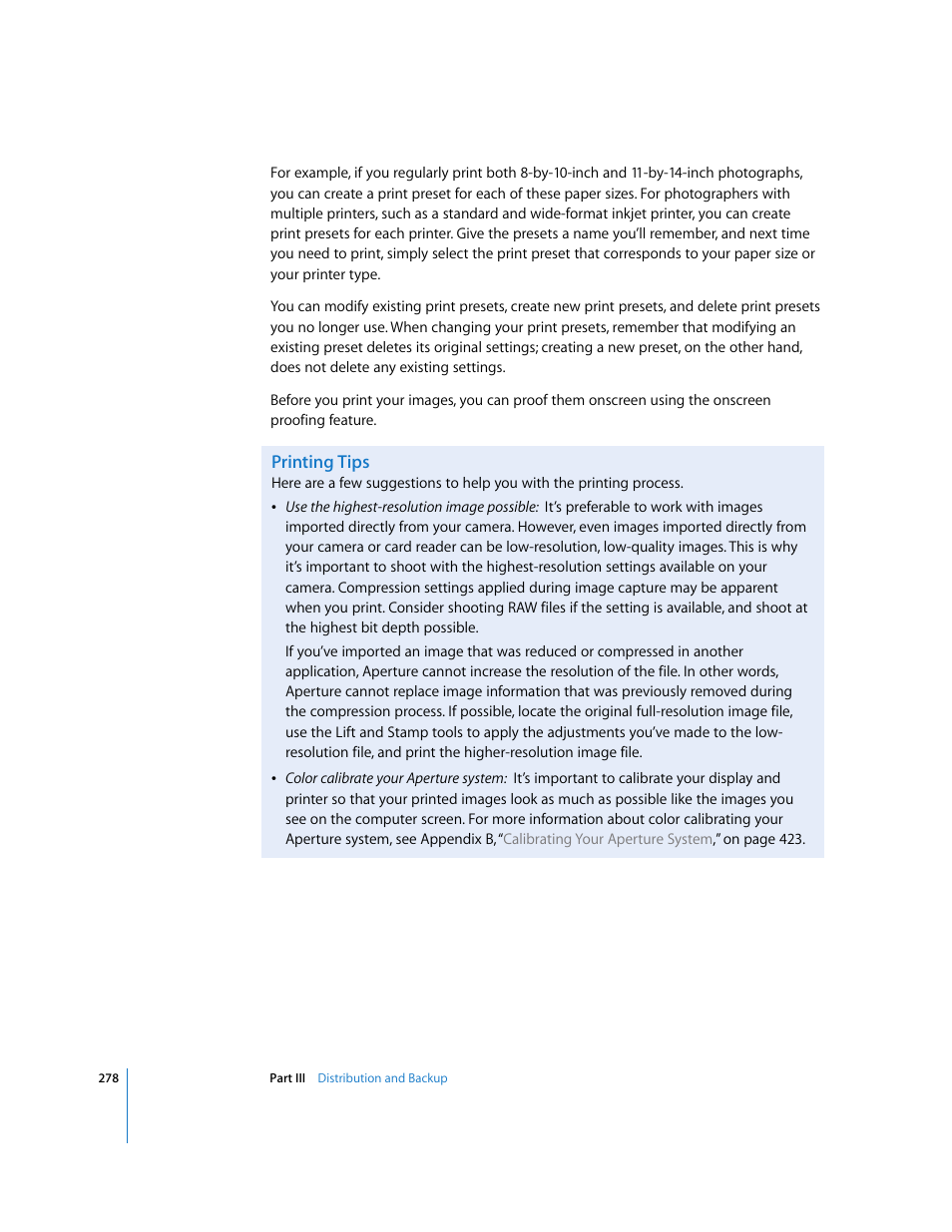 Printing tips | Apple Aperture User Manual | Page 278 / 476
