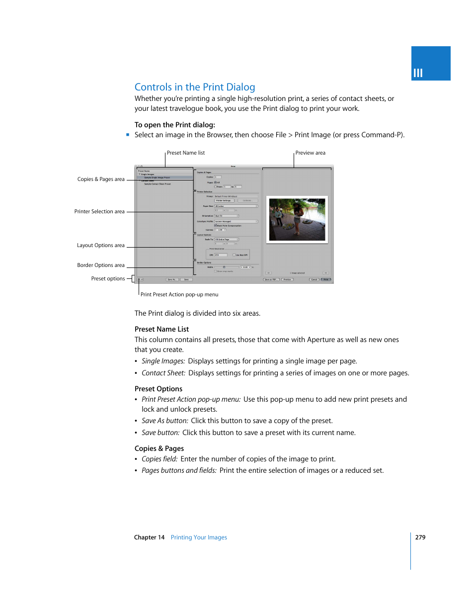 Controls in the print dialog, P. 279) | Apple Aperture User Manual | Page 279 / 476