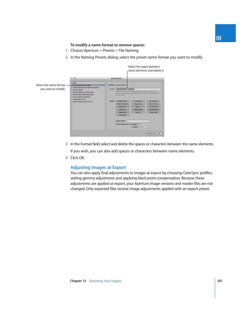 Adjusting images at export | Apple Aperture User Manual | Page 301 / 476