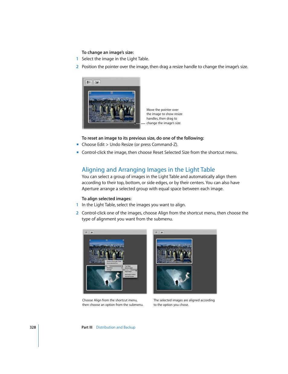 Aligning and arranging images in the light table, P. 328) | Apple Aperture User Manual | Page 328 / 476