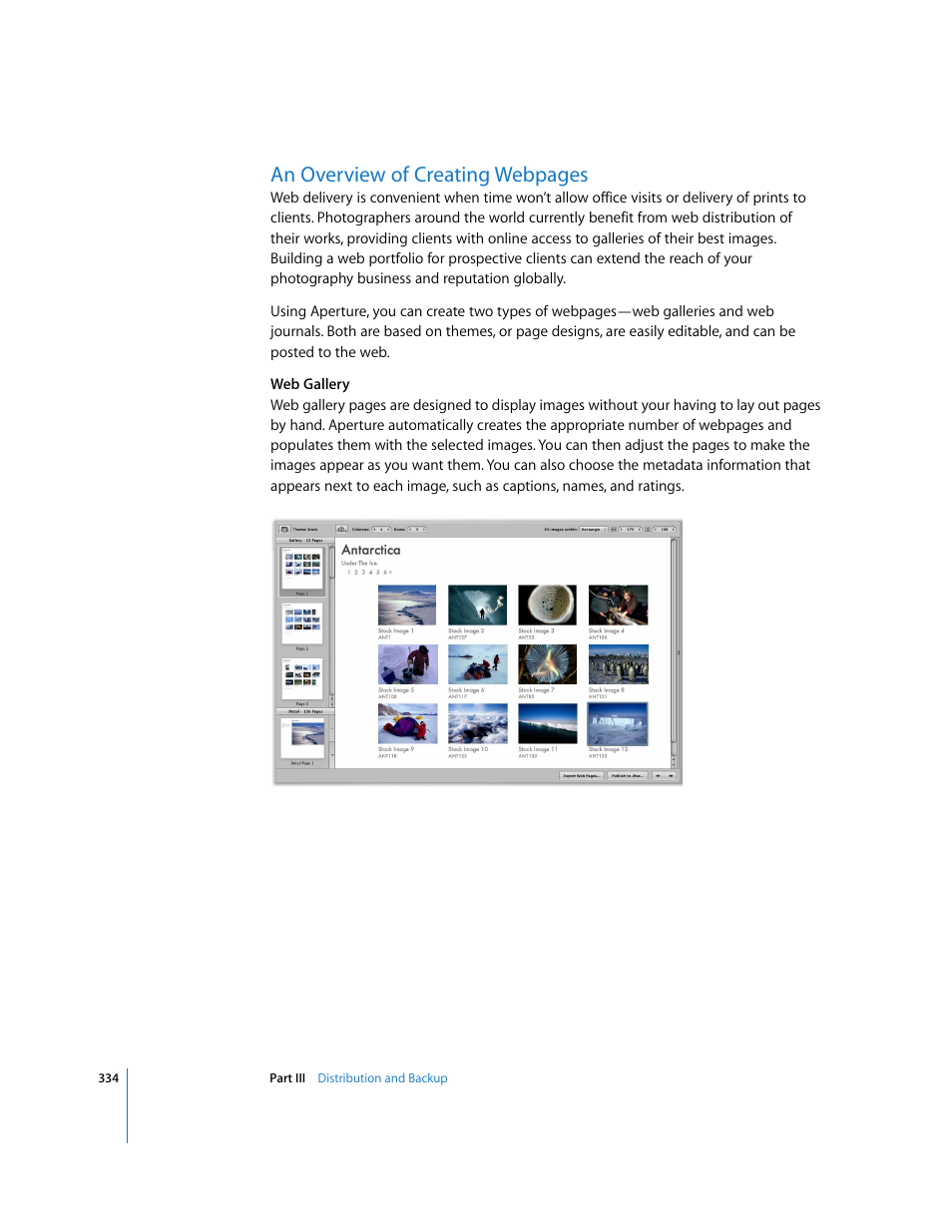 P. 334), An overview of creating webpages | Apple Aperture User Manual | Page 334 / 476