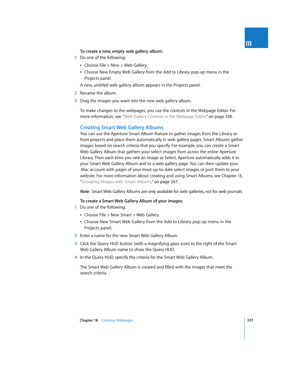 Creating smart web gallery albums | Apple Aperture User Manual | Page 337 / 476