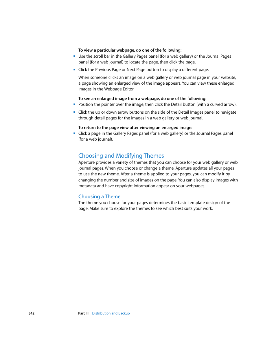 Choosing and modifying themes, Choosing a theme, P. 342) | Apple Aperture User Manual | Page 342 / 476