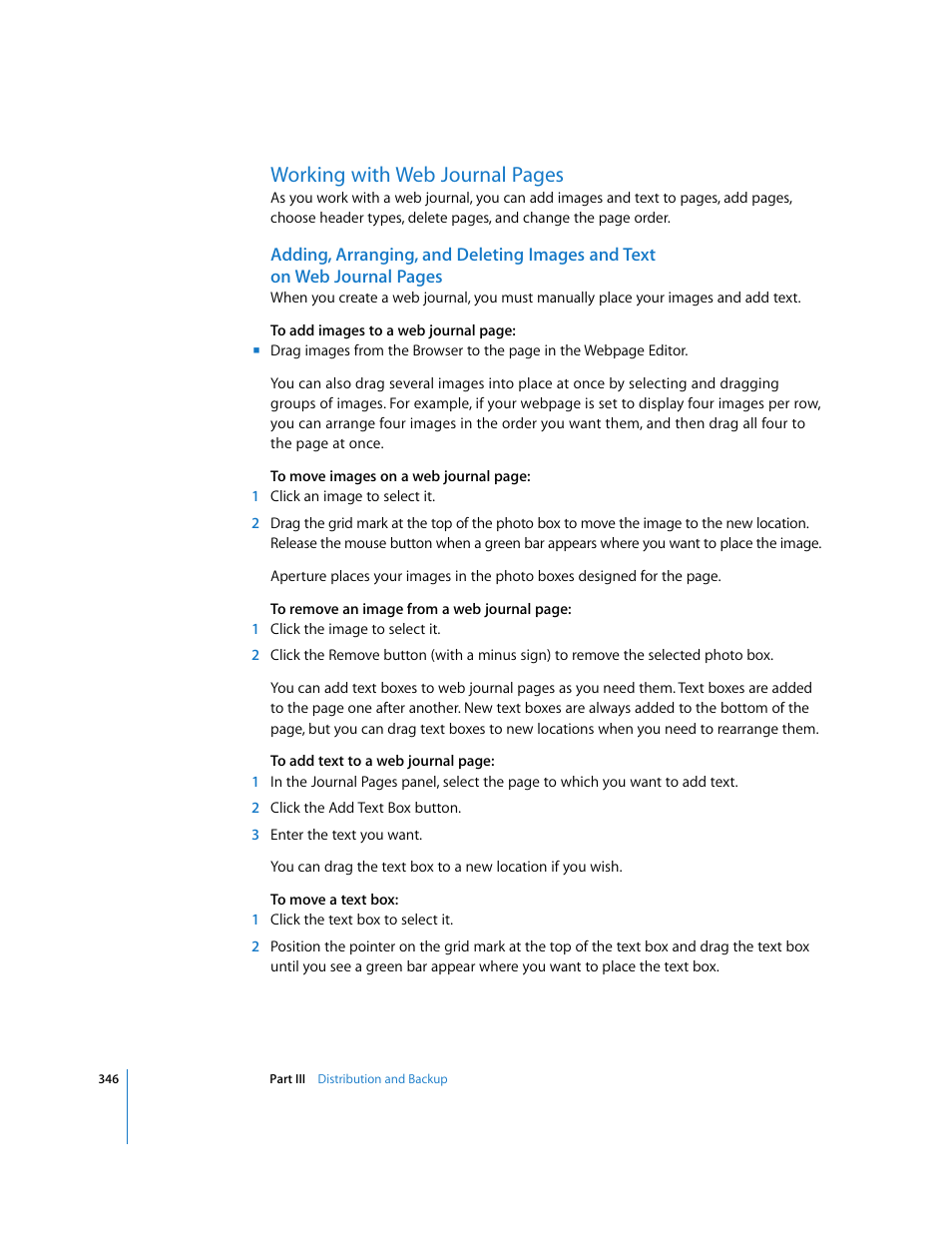 P. 346), Working with web journal pages | Apple Aperture User Manual | Page 346 / 476