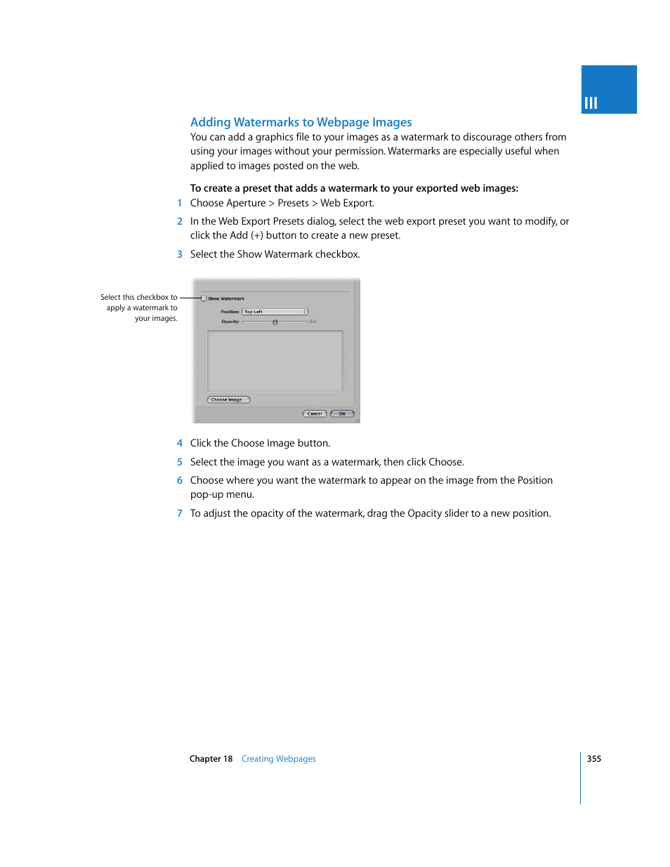 Adding watermarks to | Apple Aperture User Manual | Page 355 / 476