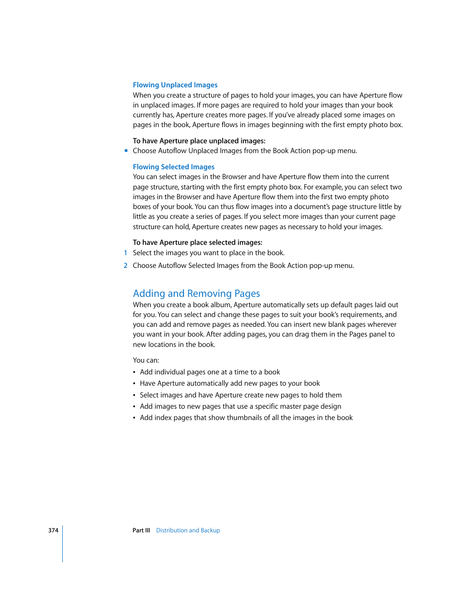 P. 374), Adding and removing pages | Apple Aperture User Manual | Page 374 / 476