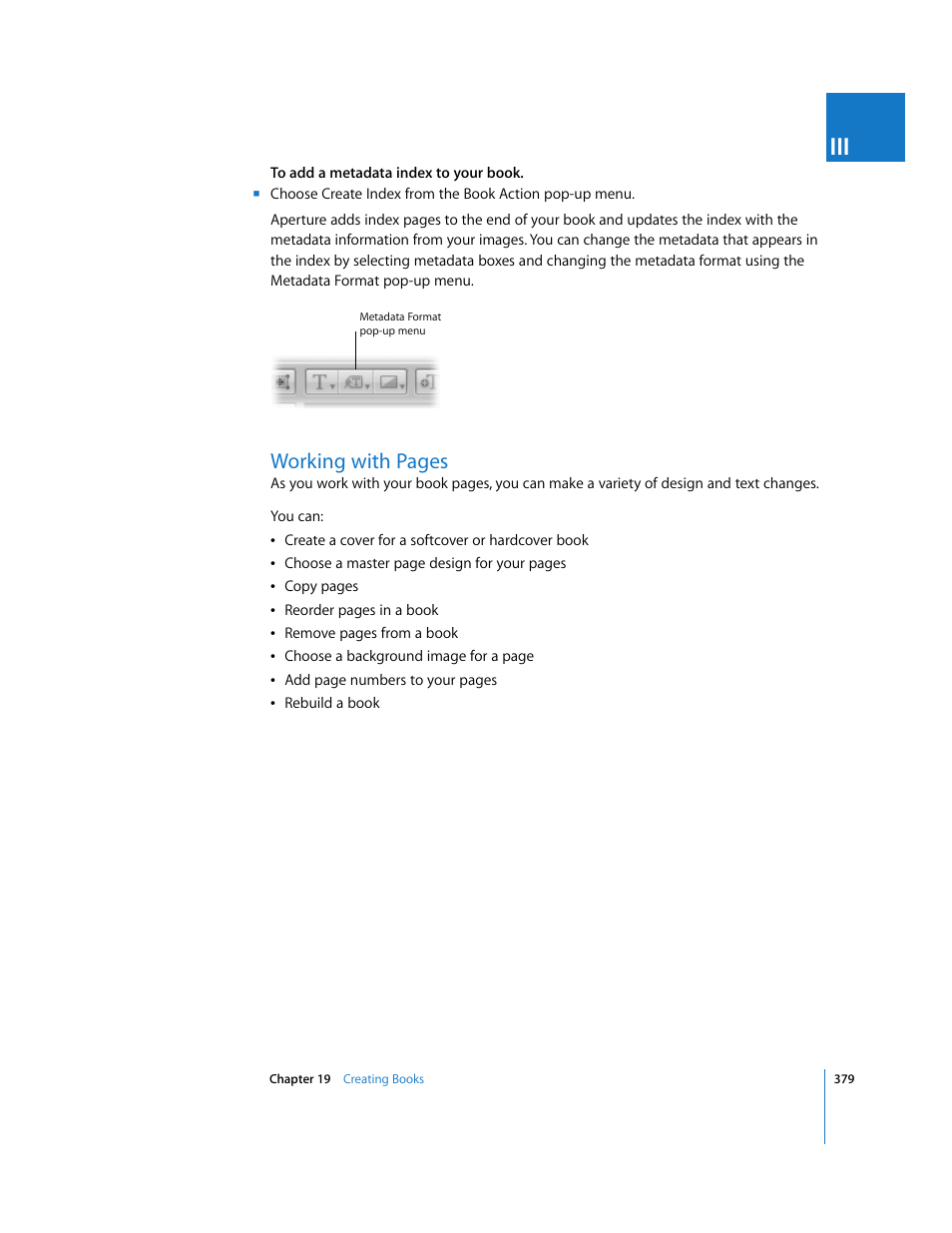 P. 379), Working with pages | Apple Aperture User Manual | Page 379 / 476