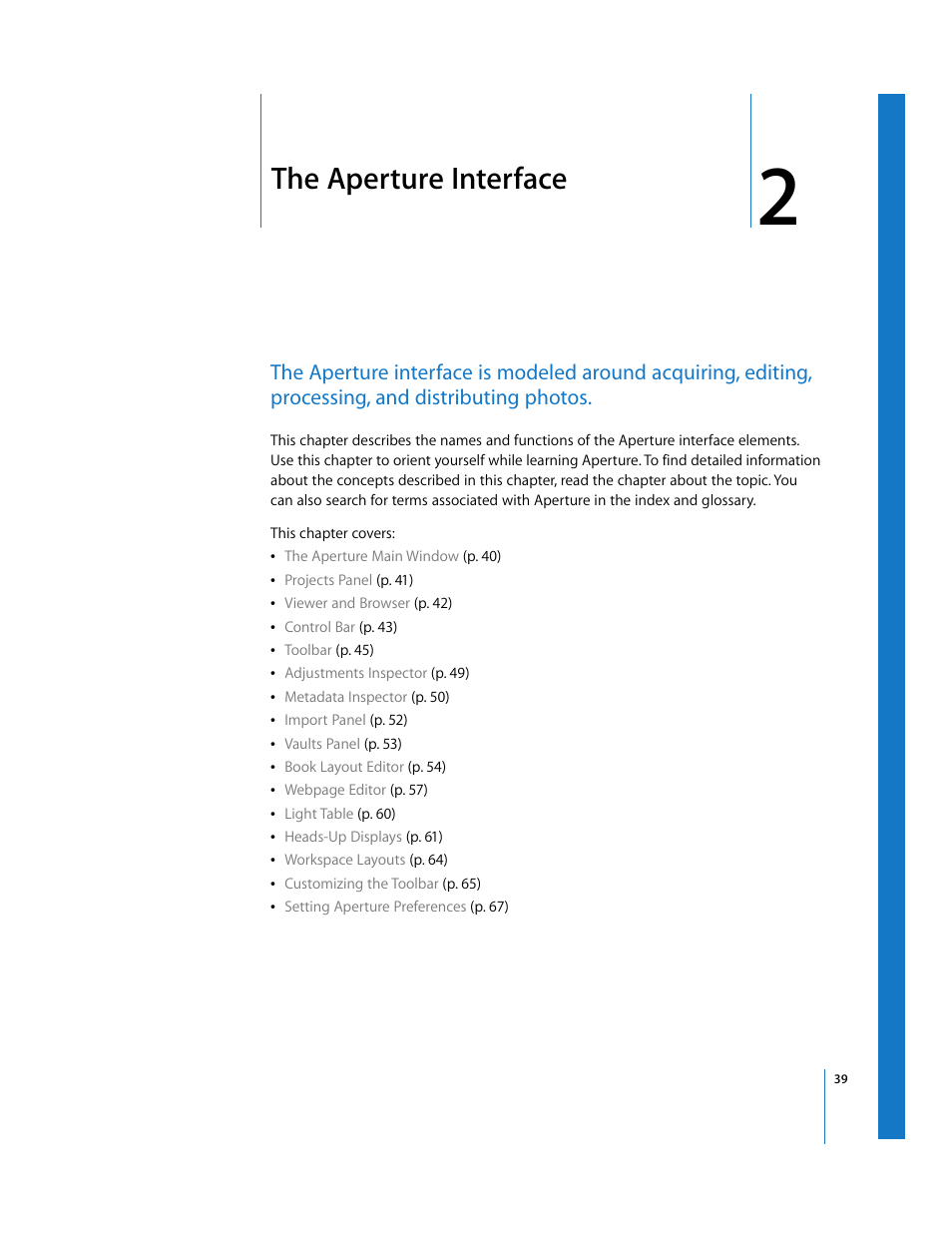 The aperture interface, Chapter 2 | Apple Aperture User Manual | Page 39 / 476