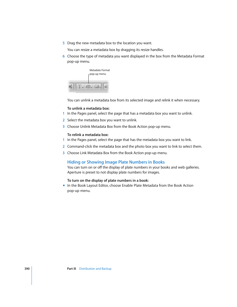 Hiding or showing image plate numbers in books | Apple Aperture User Manual | Page 390 / 476