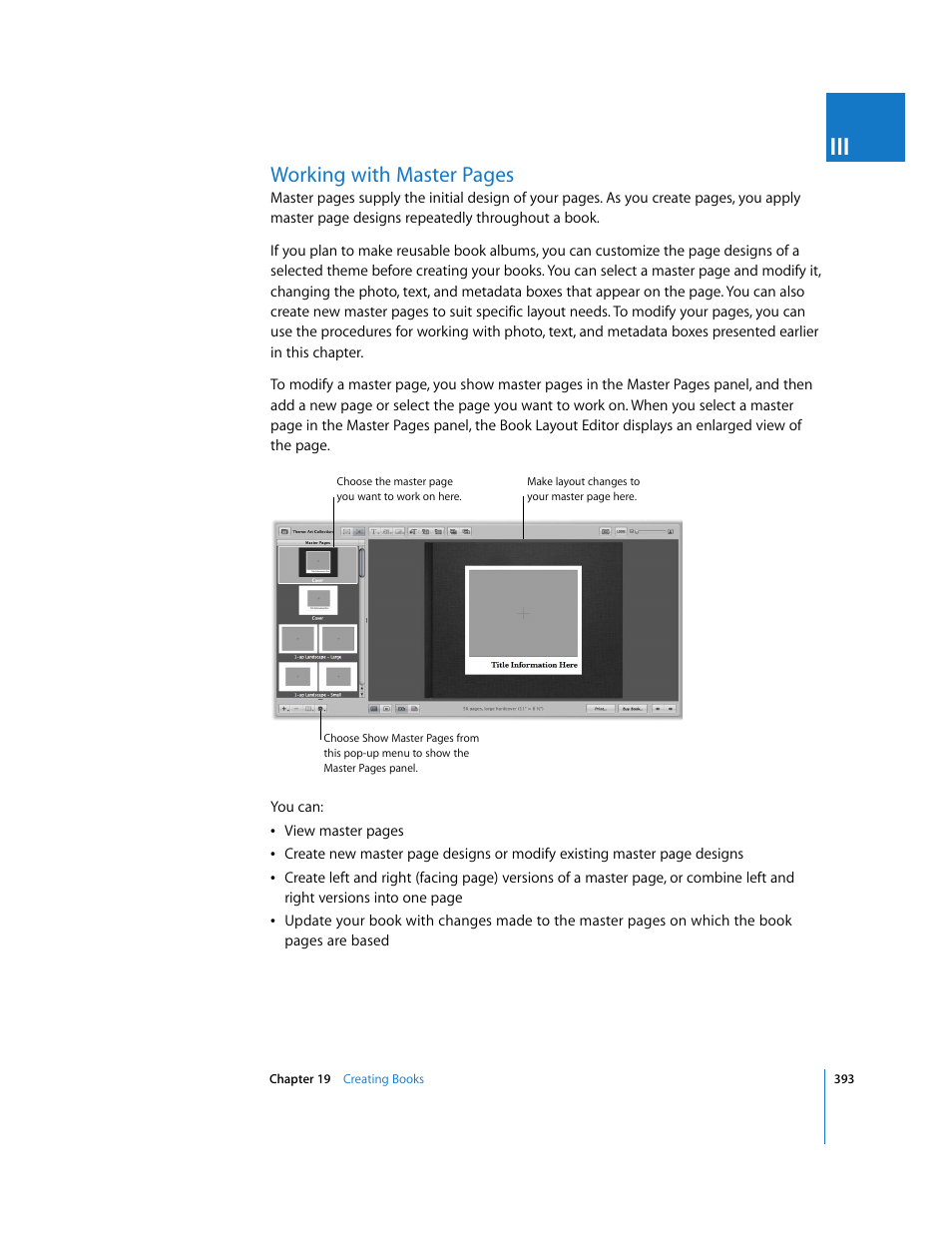 P. 393), Working with master pages | Apple Aperture User Manual | Page 393 / 476