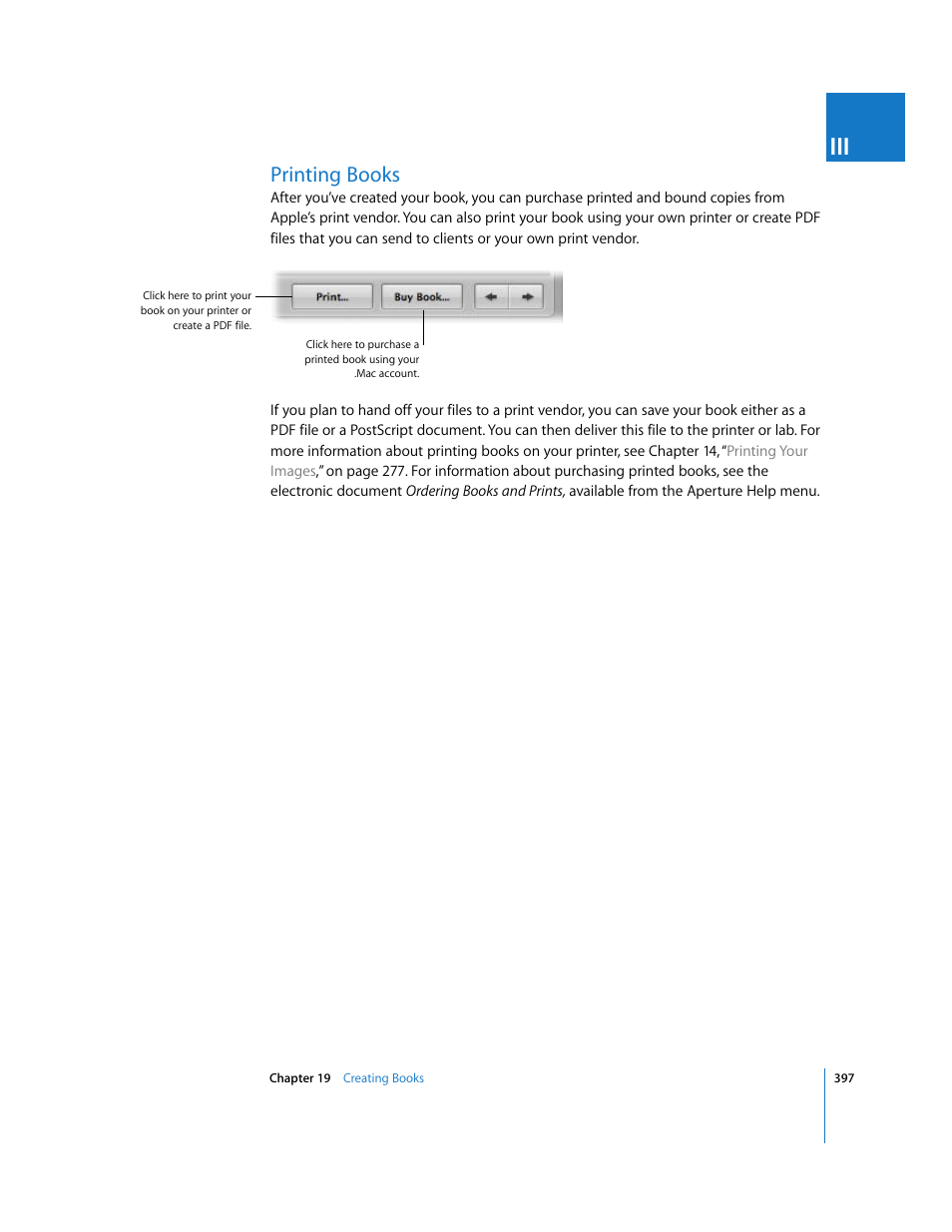 Printing books, P. 397) | Apple Aperture User Manual | Page 397 / 476