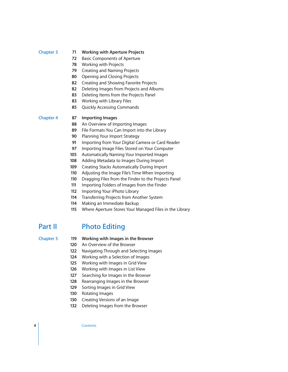 Part ii photo editing | Apple Aperture User Manual | Page 4 / 476