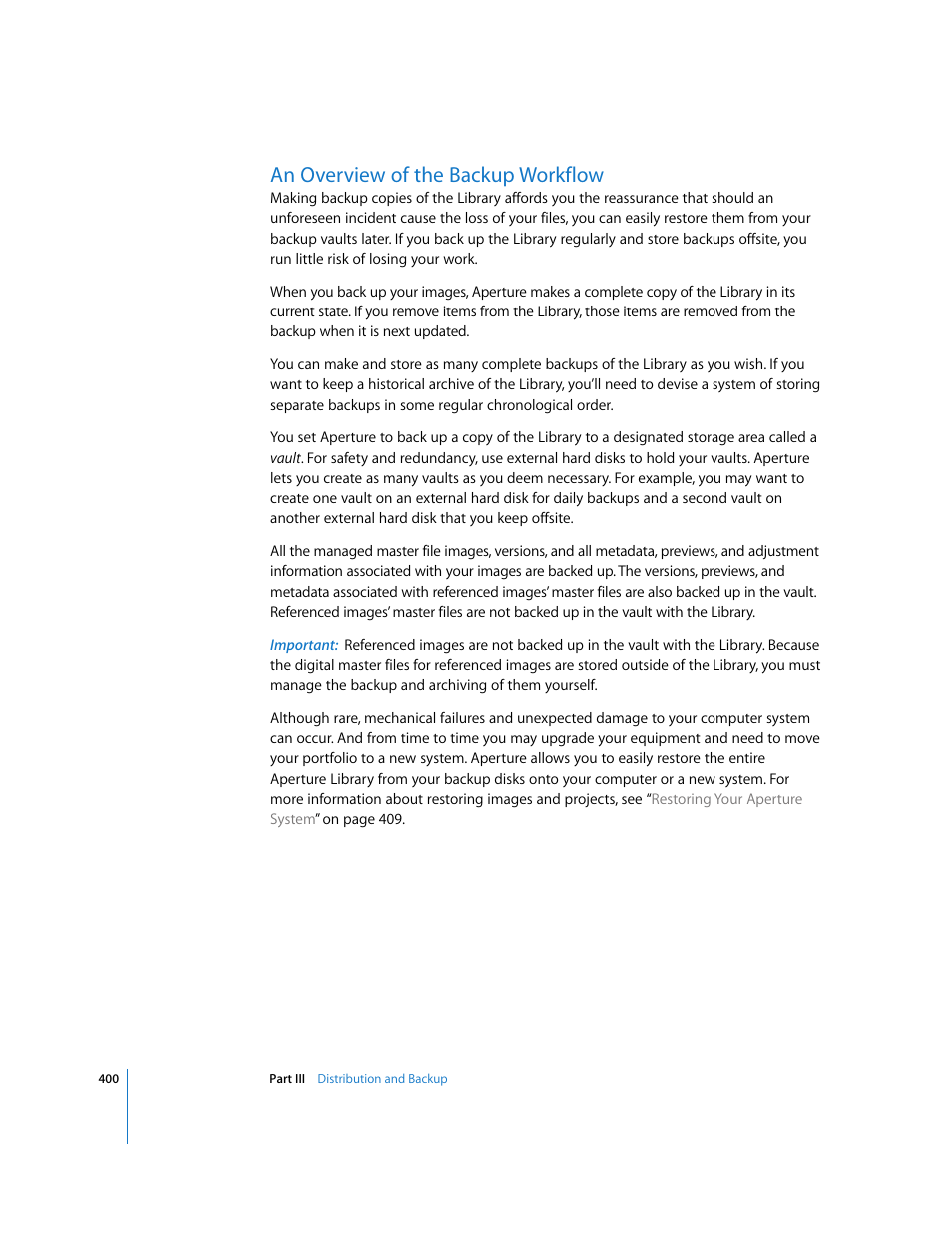 An overview of the backup workflow, P. 400) | Apple Aperture User Manual | Page 400 / 476