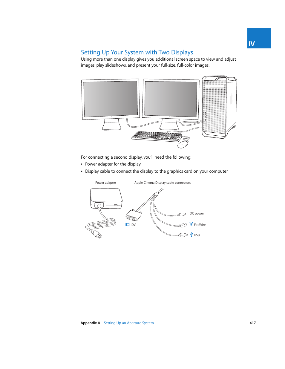 Setting up your system with two displays, P. 417) | Apple Aperture User Manual | Page 417 / 476