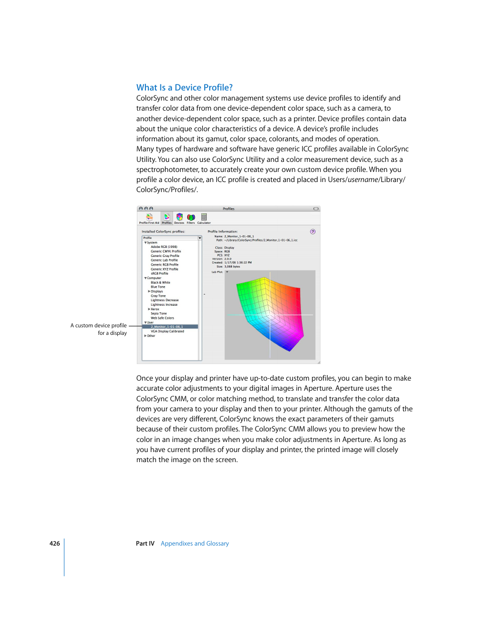 What is a device profile | Apple Aperture User Manual | Page 426 / 476