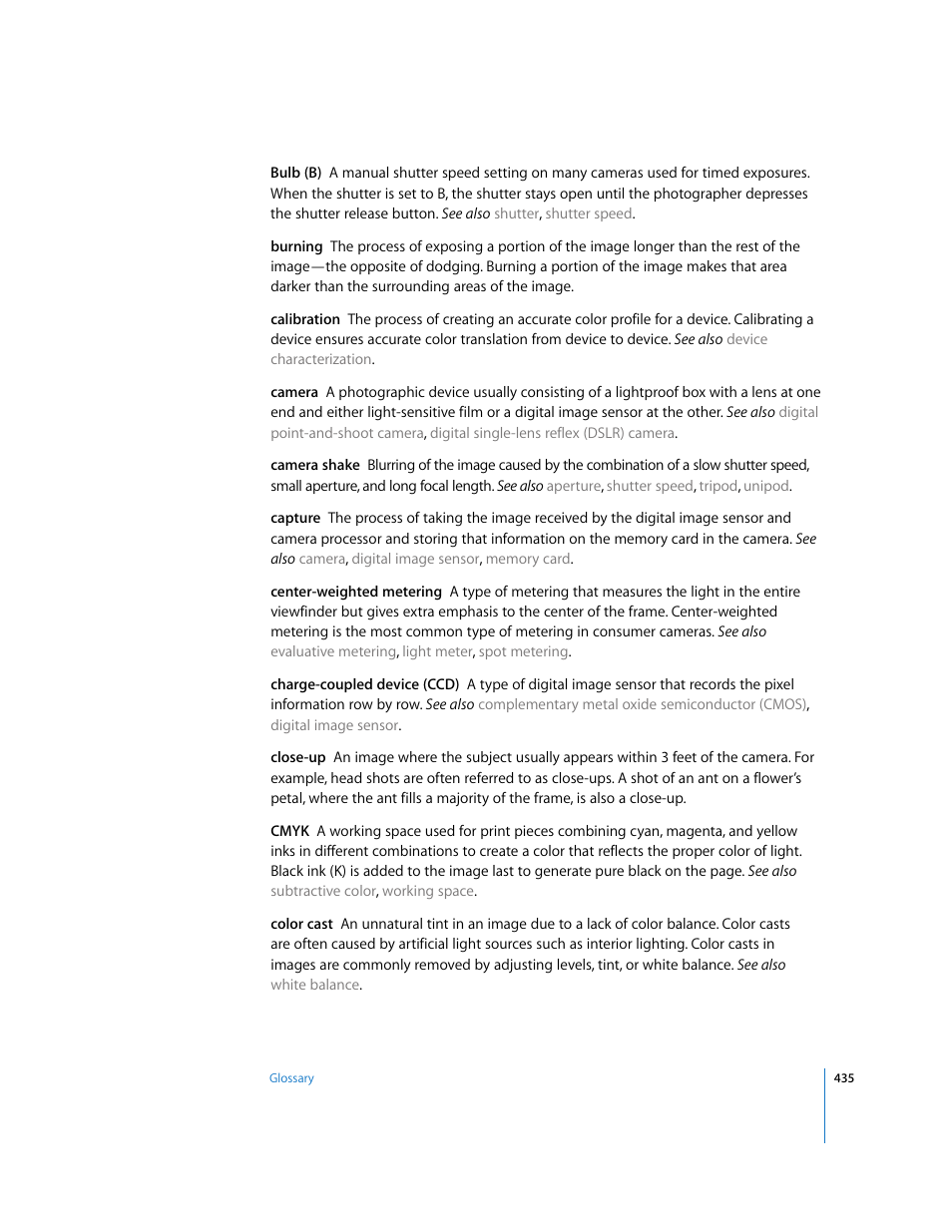 Charge-coupled device (ccd) | Apple Aperture User Manual | Page 435 / 476