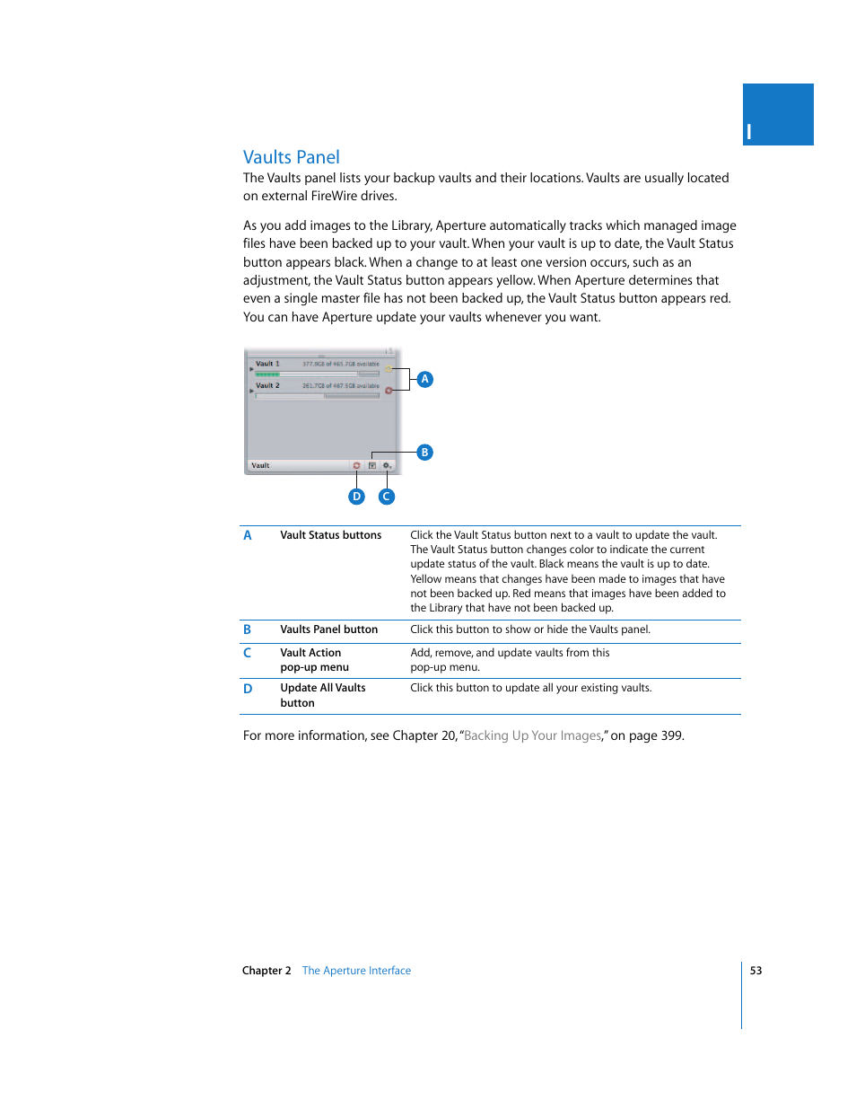 Vaults panel, P. 53) | Apple Aperture User Manual | Page 53 / 476