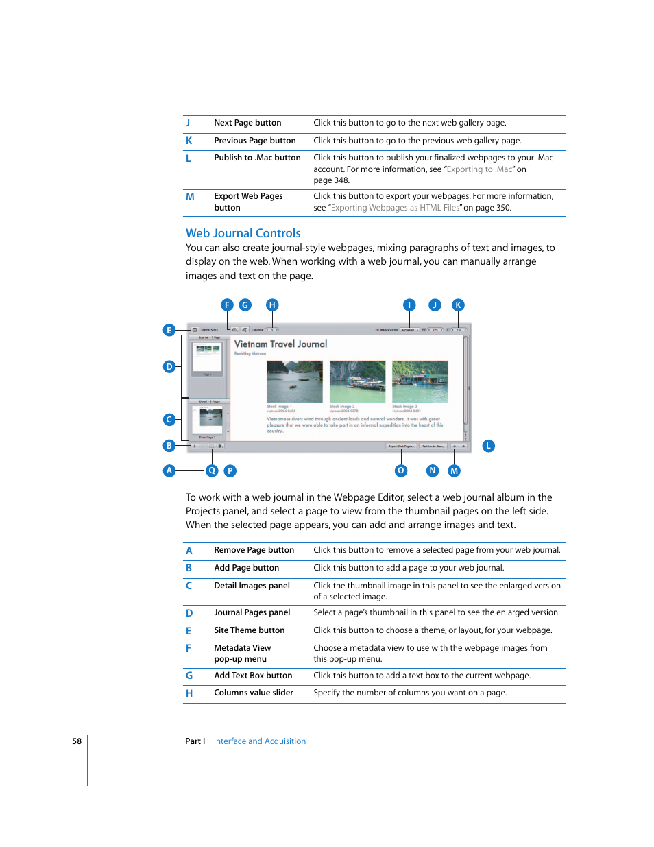 Web journal controls | Apple Aperture User Manual | Page 58 / 476