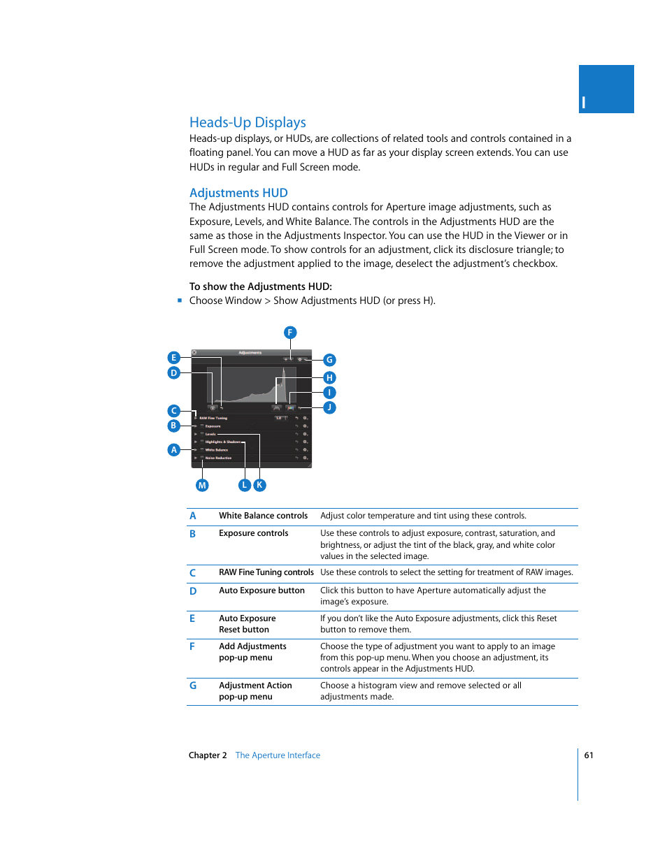 Heads-up displays, Adjustments hud, P. 61) | Apple Aperture User Manual | Page 61 / 476