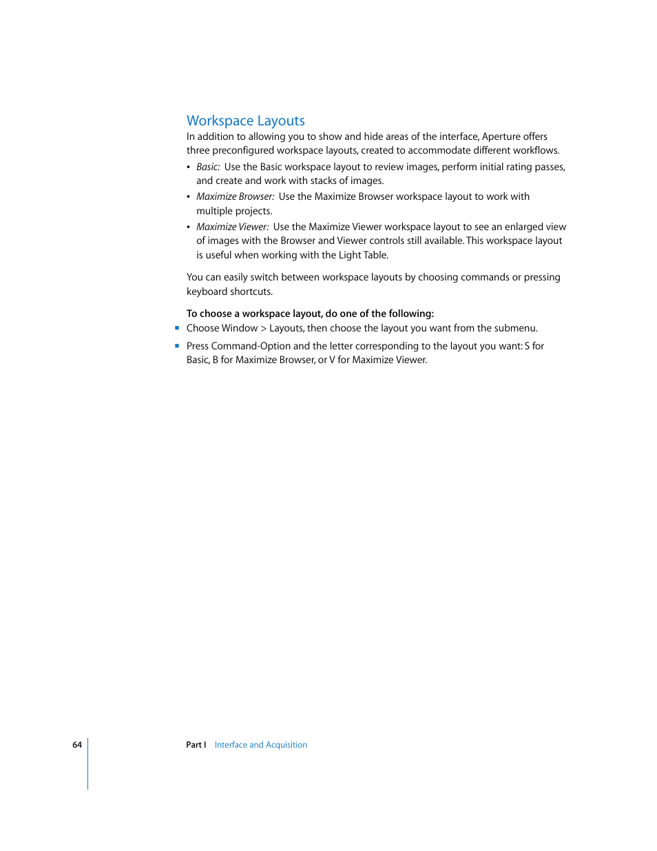 Workspace layouts, P. 64) | Apple Aperture User Manual | Page 64 / 476