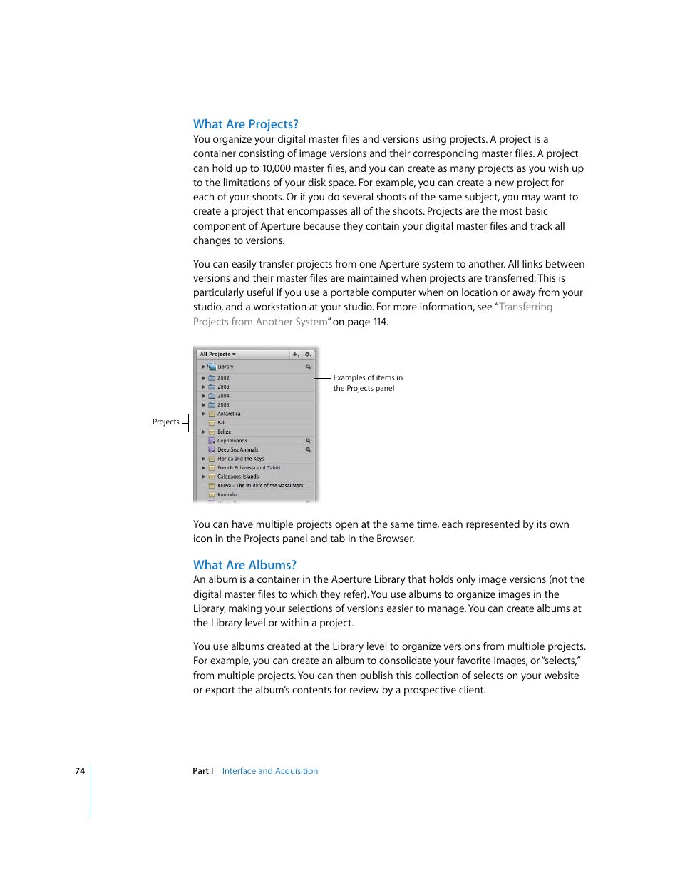 What are projects, What are albums | Apple Aperture User Manual | Page 74 / 476