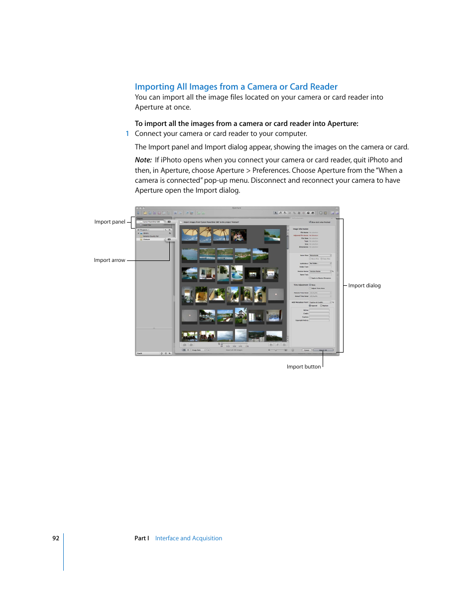 Importing all images from a camera or card reader | Apple Aperture User Manual | Page 92 / 476