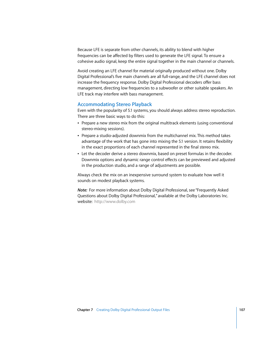 Accommodating stereo playback | Apple Compressor 2 User Manual | Page 107 / 263