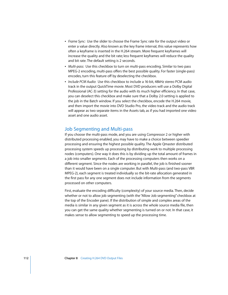 Job segmenting and multi-pass, P. 112) | Apple Compressor 2 User Manual | Page 112 / 263