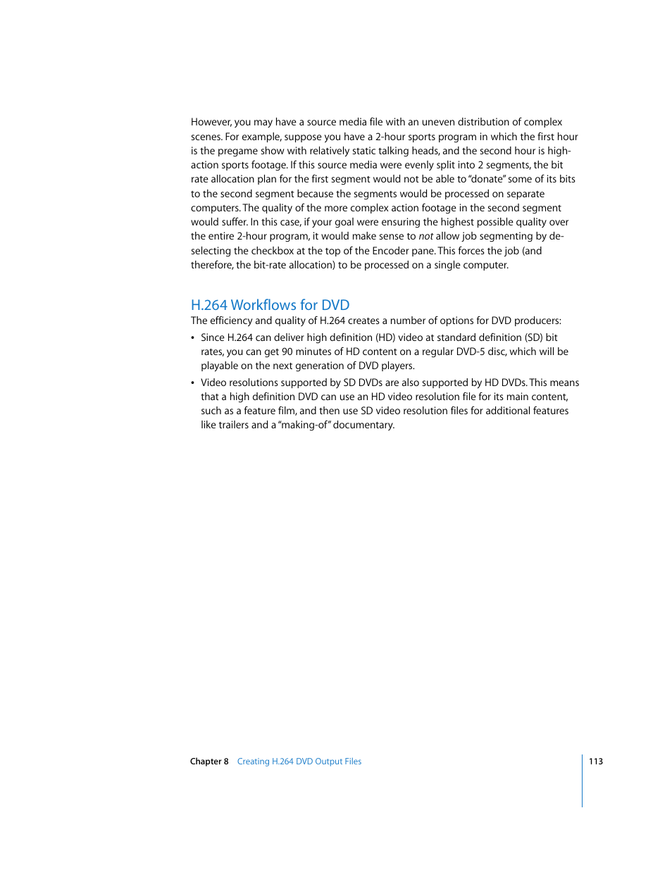 H.264 workflows for dvd, P. 113) | Apple Compressor 2 User Manual | Page 113 / 263