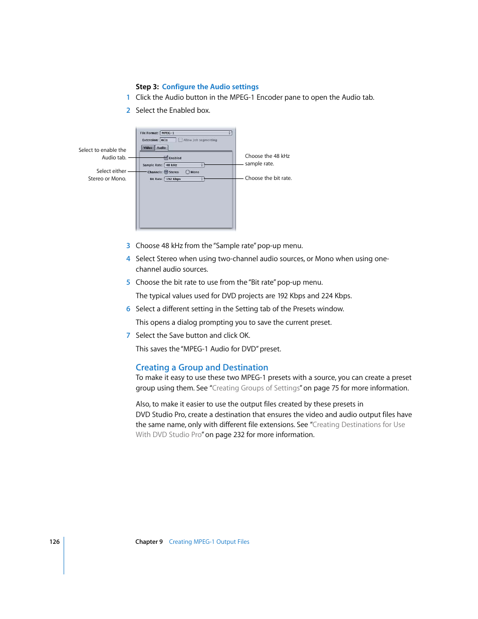 Creating a group and destination | Apple Compressor 2 User Manual | Page 126 / 263