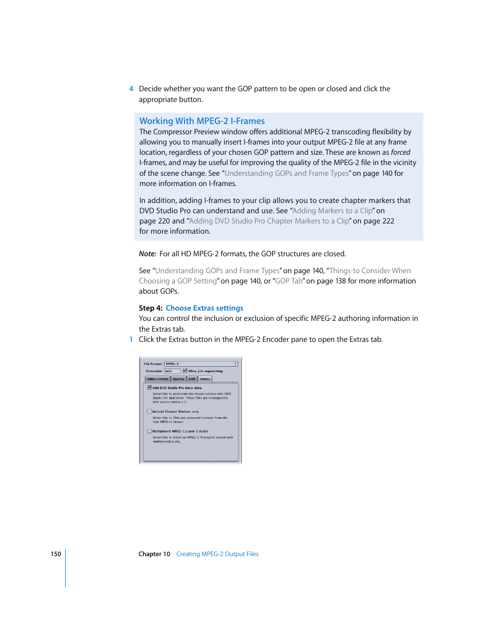 Working with mpeg-2 i-frames | Apple Compressor 2 User Manual | Page 150 / 263