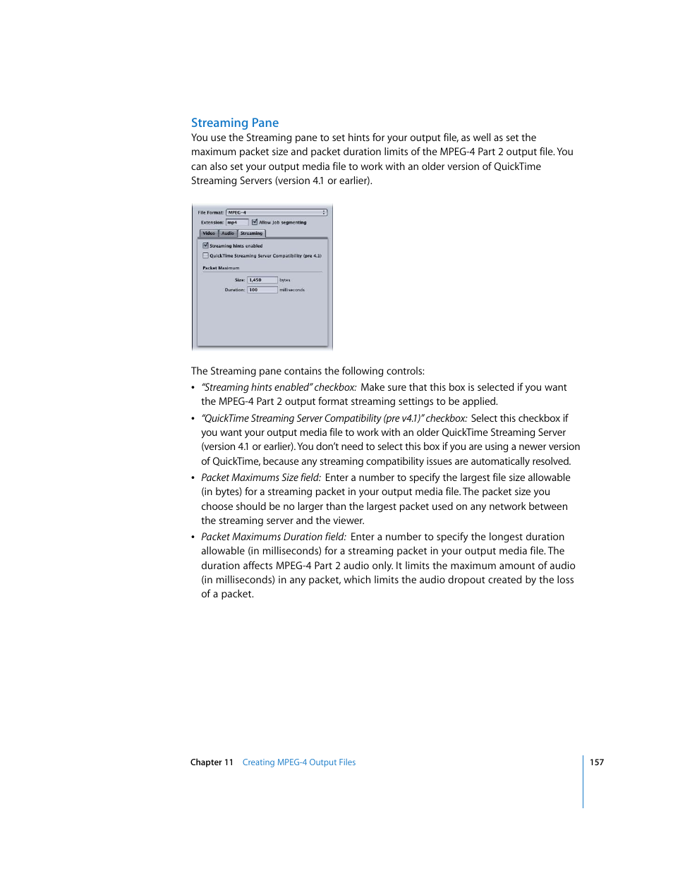 Streaming pane | Apple Compressor 2 User Manual | Page 157 / 263