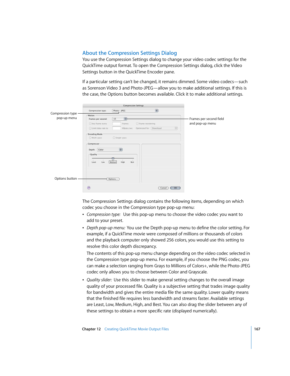About the compression settings dialog | Apple Compressor 2 User Manual | Page 167 / 263