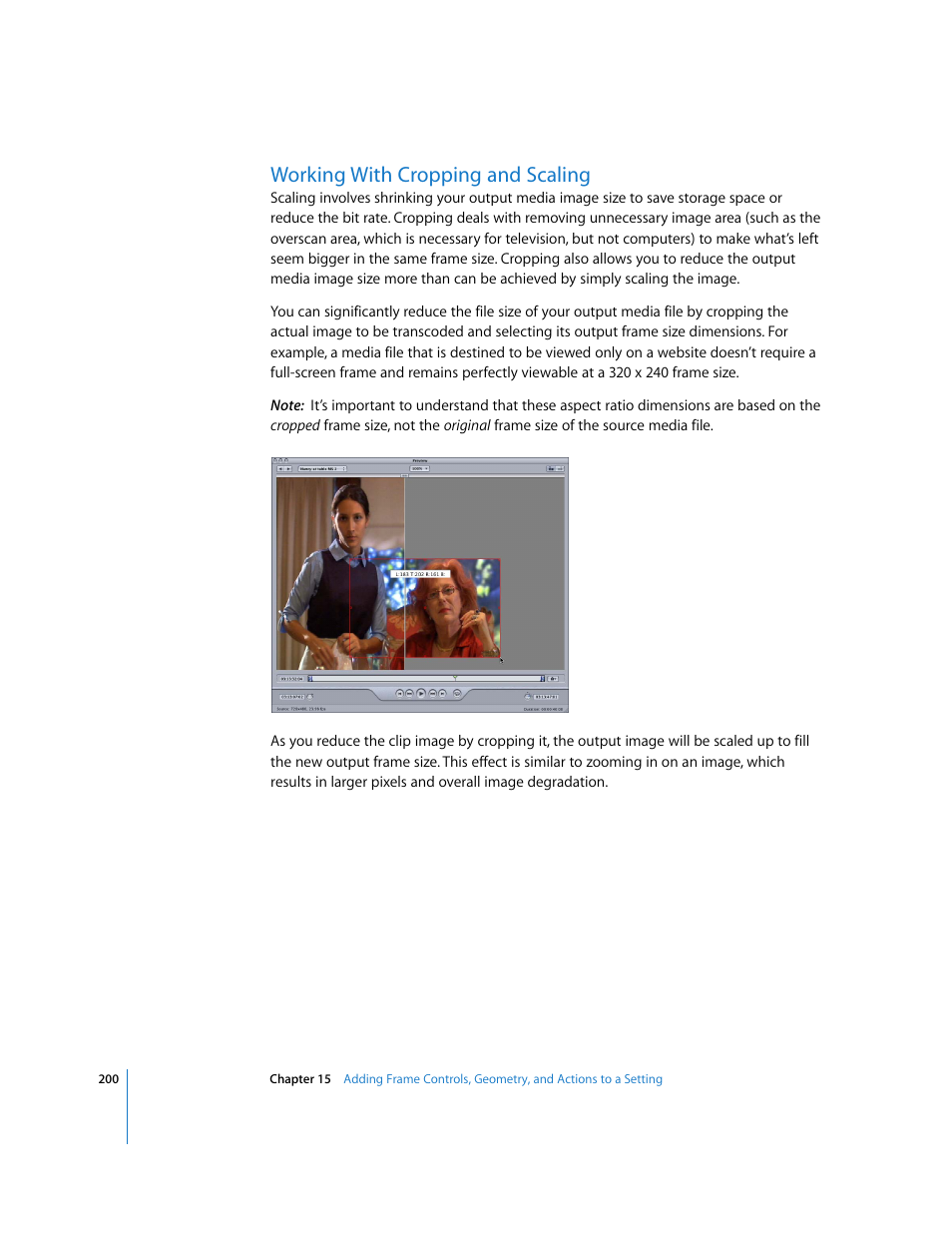 Working with cropping and scaling, P. 200) | Apple Compressor 2 User Manual | Page 200 / 263