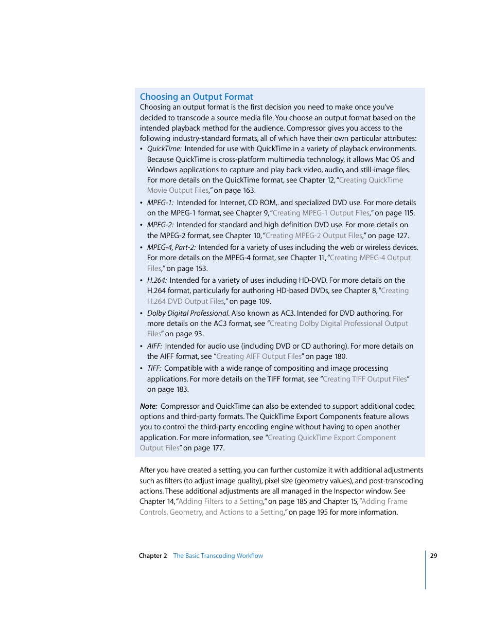 Choosing an output format, Belo | Apple Compressor 2 User Manual | Page 29 / 263