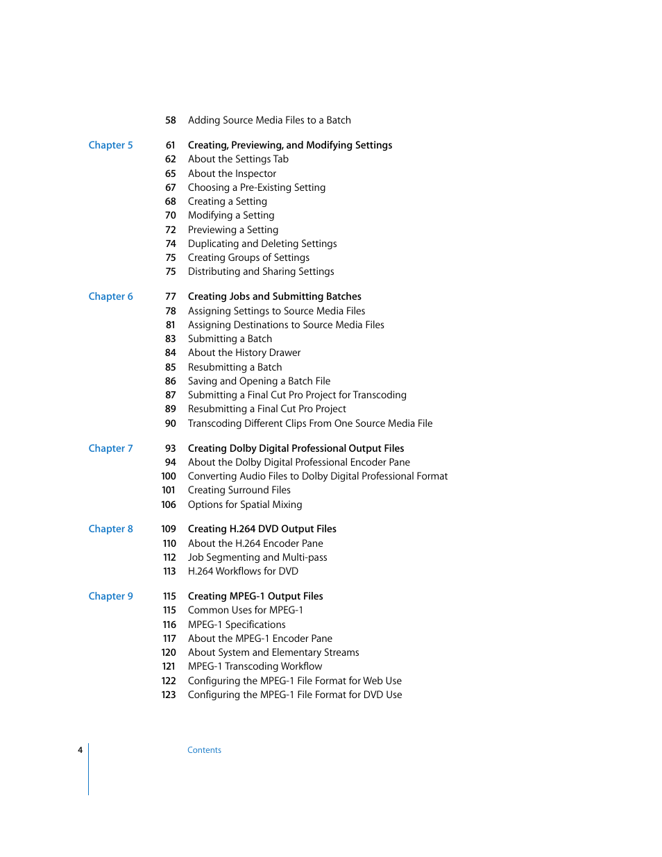 Apple Compressor 2 User Manual | Page 4 / 263