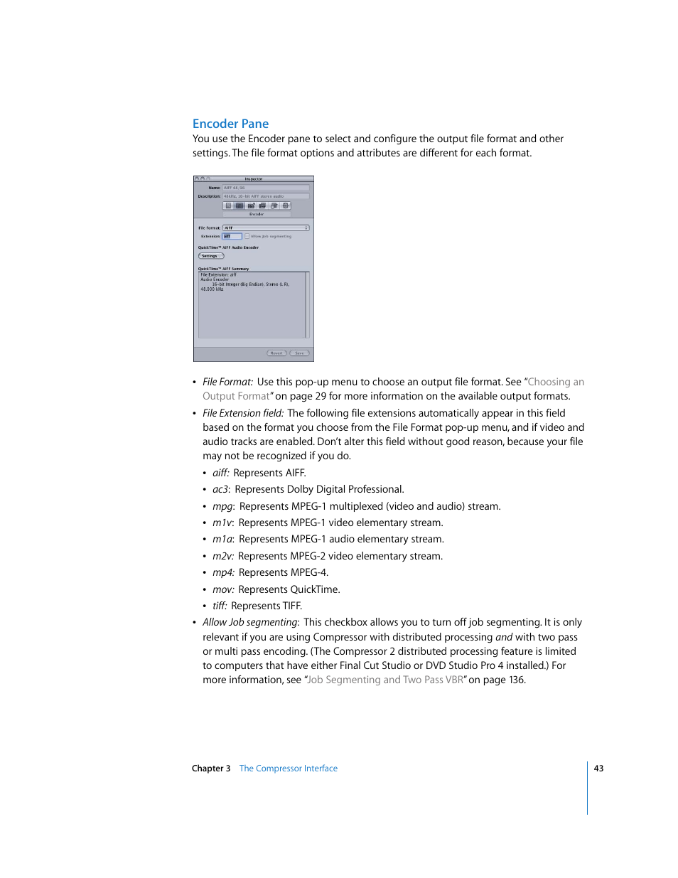 Encoder pane | Apple Compressor 2 User Manual | Page 43 / 263
