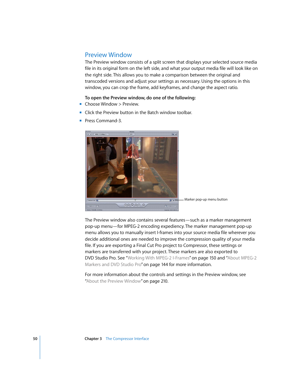 Preview window, P. 50) | Apple Compressor 2 User Manual | Page 50 / 263
